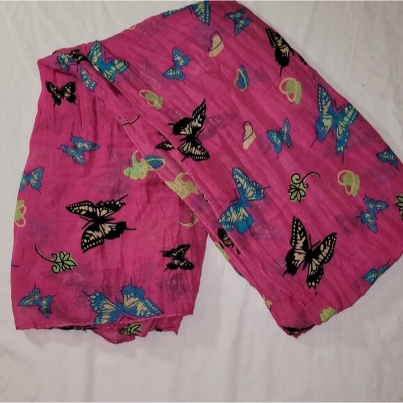 Moda Pink Butterfly XL Scarf - Picture 1 of 6